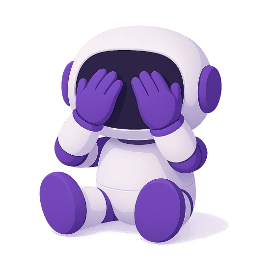 Robot with hands over eyes